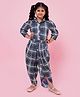 AJ Dezines Cotton Woven Three Fourth Puffed Sleeves Checked Shirt Style Top & Coordinating Dhoti Style Pant Set - Blue