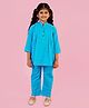 AJ Dezines Cotton Woven Three Fourth Sleeves Solid Top & Coordinating Pant Set - Blue