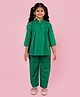 AJ Dezines Cotton Woven Three Fourth Sleeves Solid Top & Coordinating Pant Set - Dark Green