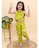 AJ Dezines Cotton Woven Sleeveless Floral Printed Top & Coordinating Pant Set - Green