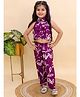 AJ Dezines Cotton Woven Sleeveless Floral Printed Top & Coordinating Pant Set - Purple