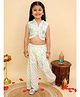 AJ Dezines Cotton Woven Sleeveless Floral Printed & Lace Embellished Crop Top With Coordinating Pant Set - Green