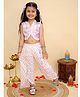AJ Dezines Cotton Woven Sleeveless Floral Printed & Lace Embellished Crop Top With Coordinating Pant Set - Purple