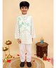 AJ Dezines Cotton Woven Full Sleeves Floral Printed Kurta Pyjama Set - Green