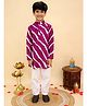 AJ Dezines Cotton Woven Full Sleeves Leheriya Printed Kurta Pyjama Set - Purple