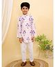 AJ Dezines Cotton Woven Full Sleeves Floral Printed & Striped Kurta Pyjama Set - Purple