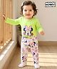 Babyhug Disney Interlock Knit Full Sleeves Onesies with Diaper Legging & Minnie Mouse Graphics - Light Green & White