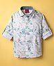 Radutu Full Sleeves Leaves Printed Shirt - White