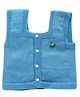 Little Angels Woollen Knitted Sleeveless Floral Embroidered Sweater - Blue