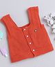 Little Angels Woollen Knitted Sleeveless Floral Embroidered Sweater - Orange