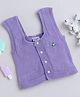 Little Angels Woollen Knitted Sleeveless Floral Embroidered Sweater - Violet