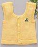 Little Angels Woollen Knitted Sleeveless Floral Embroidered Sweater - Yellow