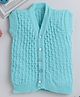 Little Angels Woollen Knitted Sleeveless Self Designed Cardigan - Green