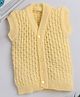 Little Angels Woollen Knitted Sleeveless Self Designed Cardigan - Yellow