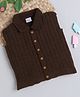 Little Angels Woollen Knitted Sleeveless Self Designed & Striped Sweater - Rust