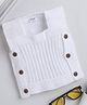 Little Angels Woollen Knitted Sleeveless Self Designed Sweater - White