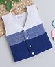 Little Angels Woollen Knitted Sleeveless Colour Blocked Cardigan - Royal Blue & White