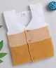 Little Angels Woollen Knitted Sleeveless Colour Blocked Cardigan - Mustard & White