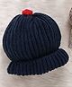Little Angels Knitted Braided & Pom Pom Embellished Cap - Navy Blue - Diameter - 28cm