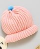 Little Angels Knitted Braided & Pom Pom Embellished Cap - Pink - Diameter - 28cm
