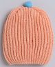 Little Angels Knitted Braided & Pom Pom Embellished Cap - Peach - Diameter - 28cm