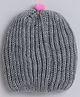 Little Angels Knitted Braided & Pom Pom Embellished Cap - Grey - Diameter - 28cm