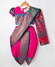 Bhartiya Paridhan Silk Woven Half Puffed Sleeves Saree with Motif Print - Light Pink