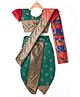 Bhartiya Paridhan Woven Half Sleeves Silk Saree With Foil Peacock Print - Green