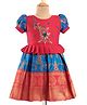 Enfance Half Puffed Sleeves Floral Printed & Zardozi Designed Pattu Pavadai Dress - Royal Blue