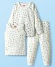 Babyhug Cotton Knit Full Sleeves Thermal Vests & Pant Set with Geometric Print - Offwhite