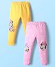 Babyhug Disney Cotton Lycra knit Full Length Legging With Minnie Mouse Graphics Pack of 2 - Yellow & Pink