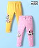 Babyhug Disney Cotton Lycra knit Full Length Legging With Minnie Mouse Graphics Pack of 2 - Yellow & Pink