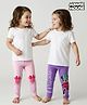 Babyhug Disney Cotton Knit Full Length Leggings With Minnie Mouse Graphics Pack Of 2 - Purple & Pink