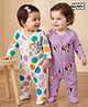 Babyhug Disney Full Sleeves Footed Sleep Suit With Minnie & Friends Graphics Pack Of 2 - Purple & White