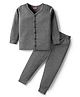 Babyhug Knit Full Sleeves Solid Color Thermal Vest & Pant Set - Grey