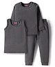 Babyhug Knit Full Sleeves Solid Thermal Set with Vest - Dark Grey