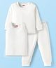 Babyhug Cotton Knit Full Sleeves Solid Thermal Vest & Pant Set - Offwhite