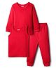 Babyhug Knit Full Sleeves Solid Thermal Vest & Pant Set - Red