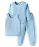 Babyhug Knit Full Sleeves Solid Color Thermal Vests & Pant Set - Light Blue