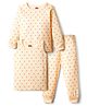Babyhug Knit Full Sleeves Pullover & Sleeveless Thermal Vest & Pant Set with Star Print - Peach