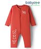 Babyoye 100% Cotton Interlock Knit Full Sleeves Front Open Rompers with Forest Friends Print - Red