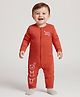 Babyoye 100% Cotton Interlock Knit Full Sleeves Front Open Rompers with Forest Friends Print - Red