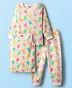 Babyhug  Knit Full Sleeves Thermal Vests & Pant Set with Text  Print - Off-White