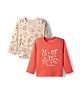 Babyoye 100% Cotton Knit Full Sleeves T-Shirts with Animal Print Pack of 2 - Orange & Beige