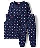 Babyhug Knit Full Sleeves Thermal Inner Wear Vests & Pant Set with Polka Dots Print - Navy Blue