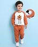 Mark & Mia Terry Knit Full Raglan Sleeves Winter Wear Suit with Bear Applique - Tan