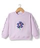 Mark & Mia Terry Knit Full Sleeves Sweatshirt with Floral Applique & Frill Detailing - Purple