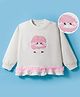 Mark & Mia Terry Knit Full Sleeves Oversized Sweatshirt with Applique & Frill Detailing - Cream & Pink