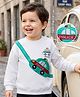 Mark & Mia Terry Knit Full Sleeves Oversized Sweatshirt With Police Car Print & Applique - Cream