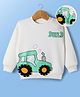 Mark & Mia Terry Knit Full Sleeves Oversized Sweatshirt With Tractor Print & Applique - Cream